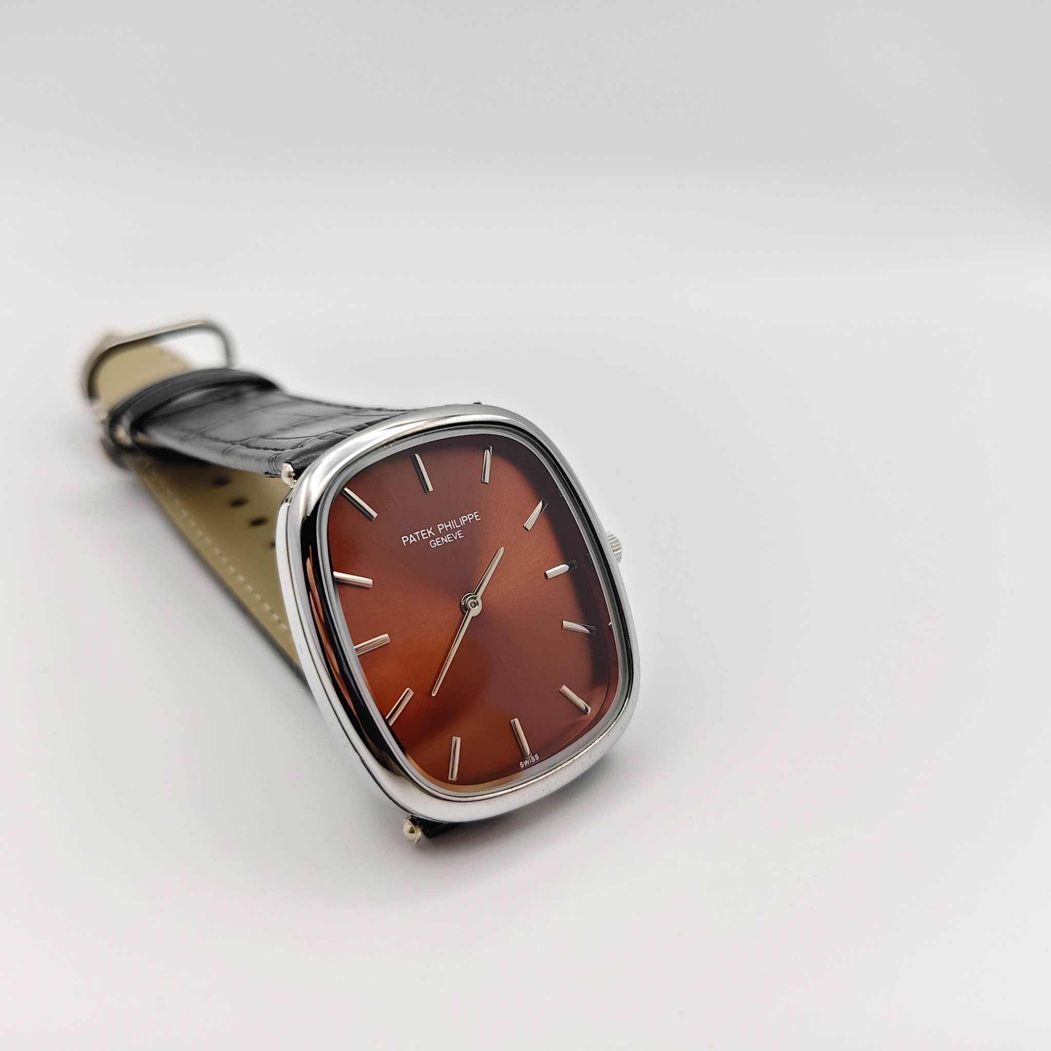 Patek Philippe Brown Dial Leather Strap Watch