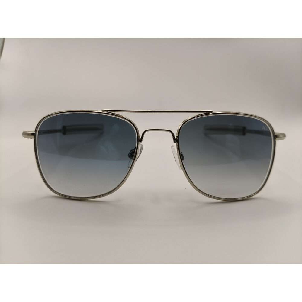 American Optical Original Pilot Aviator Sunglasses – Silver Frame, Blue Gradient Lens