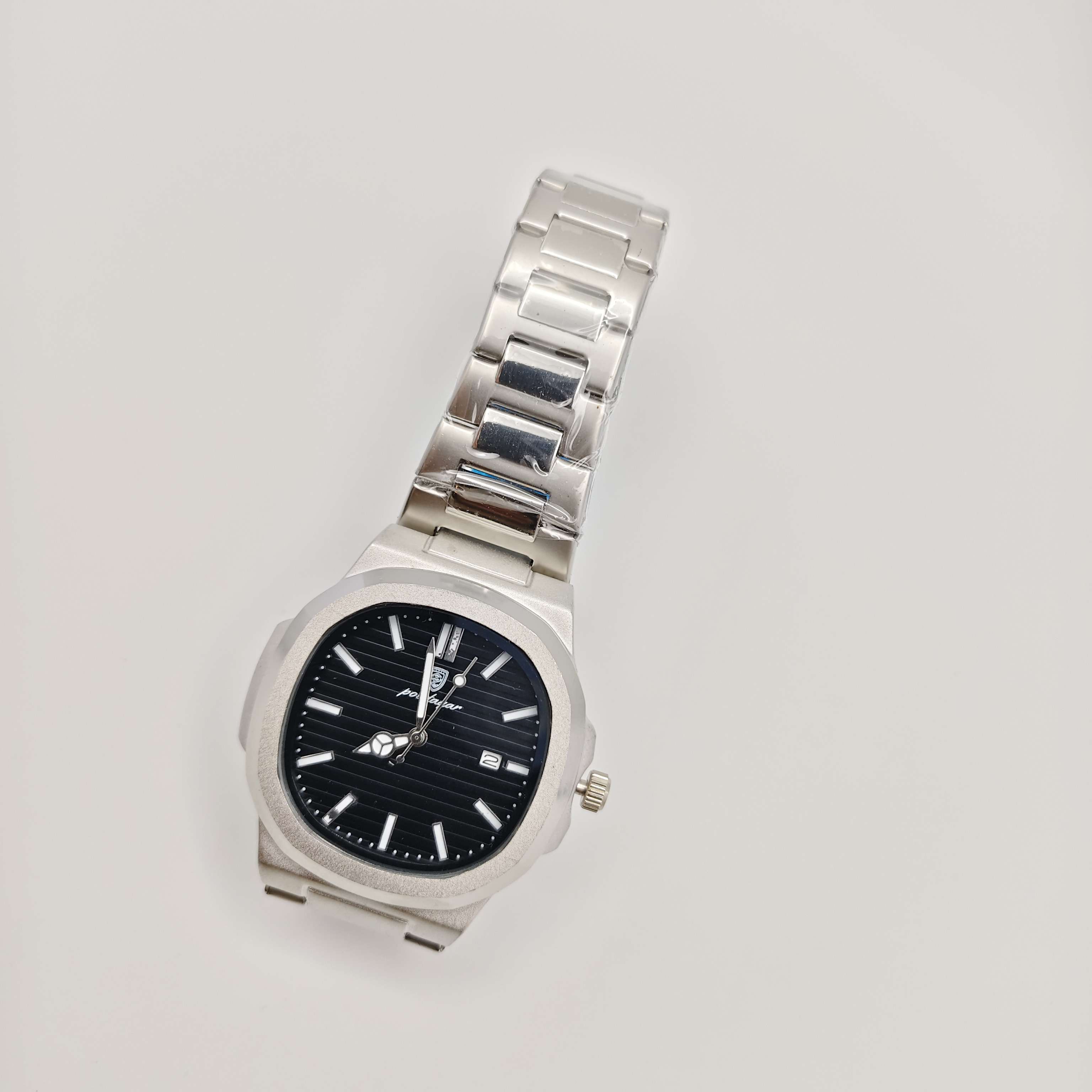 Poedagar Black Dial Stainless Steel Watch for Men – Luxury Automatic-Style Wristwatch with Date