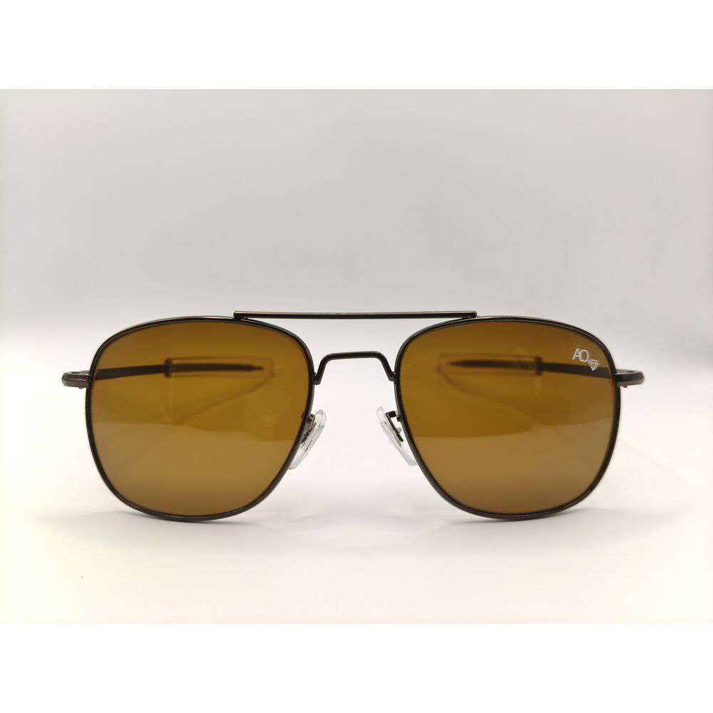 American Optical Original Pilot Aviator Sunglasses – Gunmetal Frame, Brown Lens