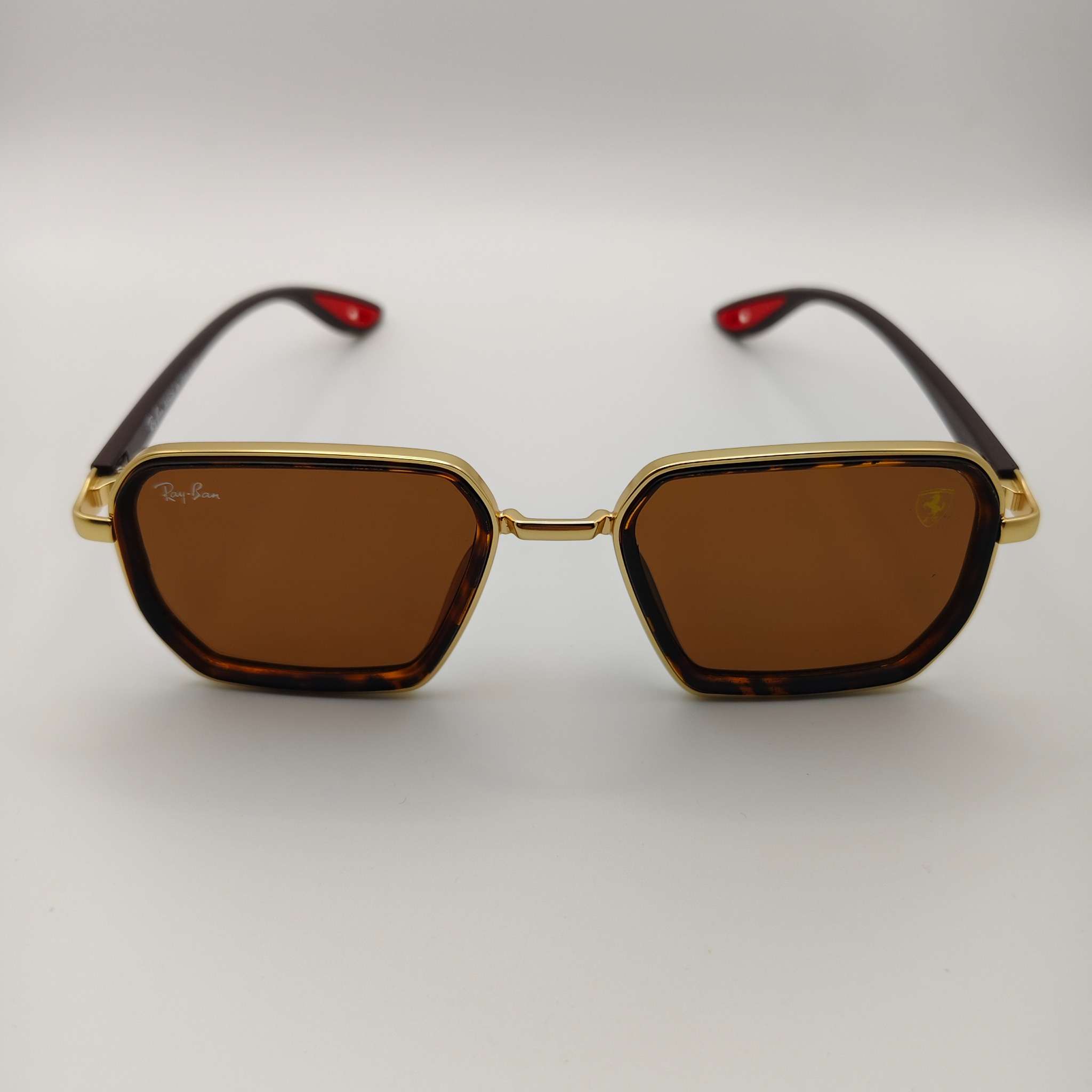 Brown Hexagon Sunglasses with Gold Metal Frame – Fashion Eyewear