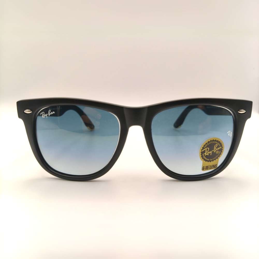 Ray-Ban Wayfarer Style Sunglasses - Matte Black Frame with Blue Gradient Lens