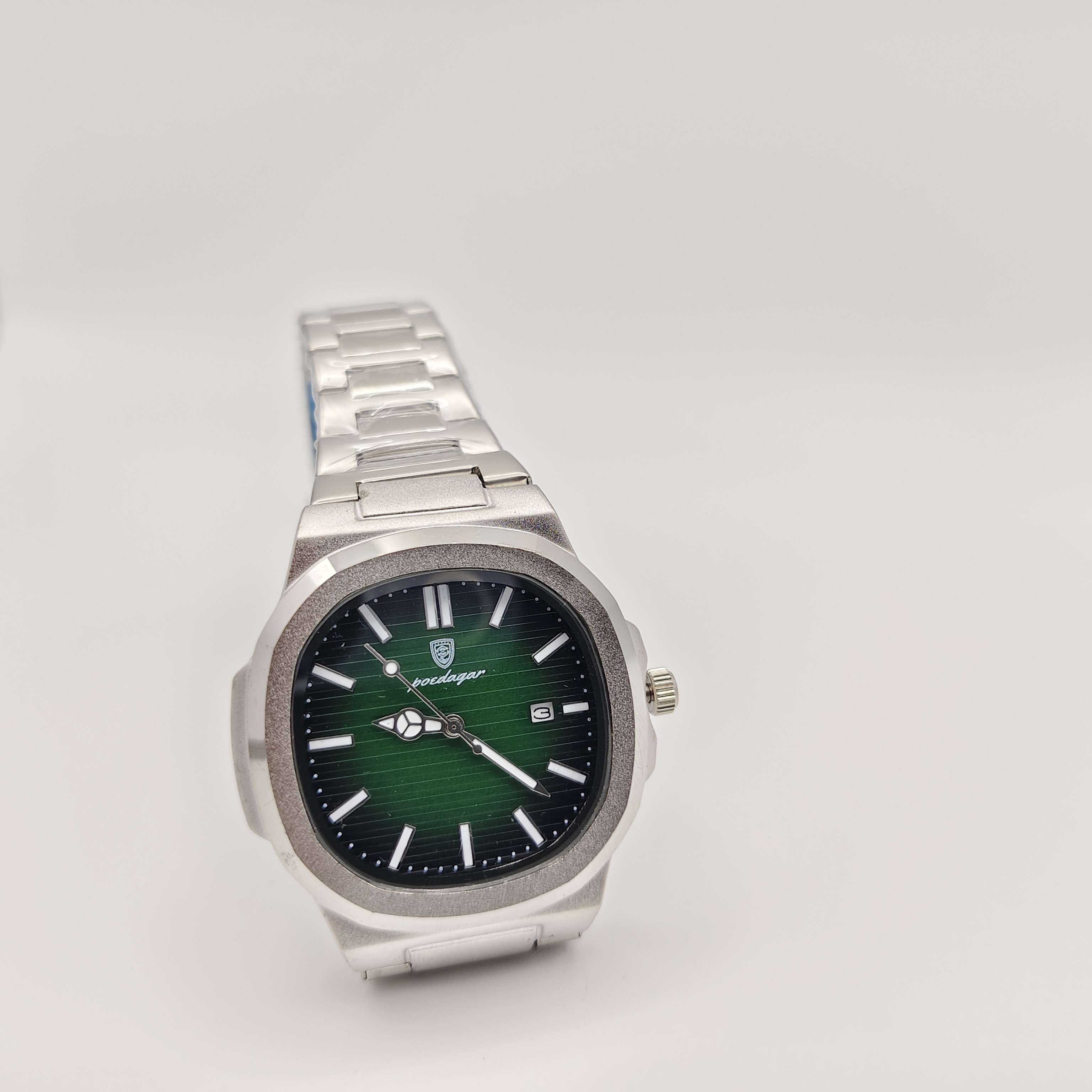 Poedagar Green Dial Steel Watch – Men's Luxury Automatic-Style Wristwatch